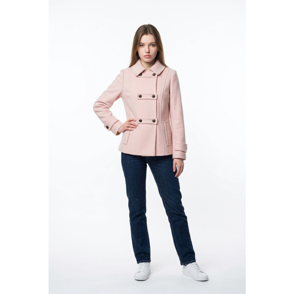 St. John's Bay Jackets & Blazers - Women's St. John's Bay Pink Pea Coat Sm Wool Cashmere Blend Old Money‎ Soft Girl